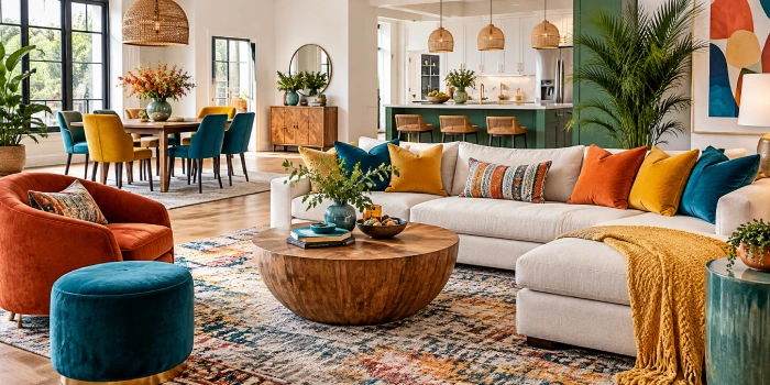 Decor living room with colorful furniture ideas featuring vibrant sofas, accent chairs, and stylish decor for every space