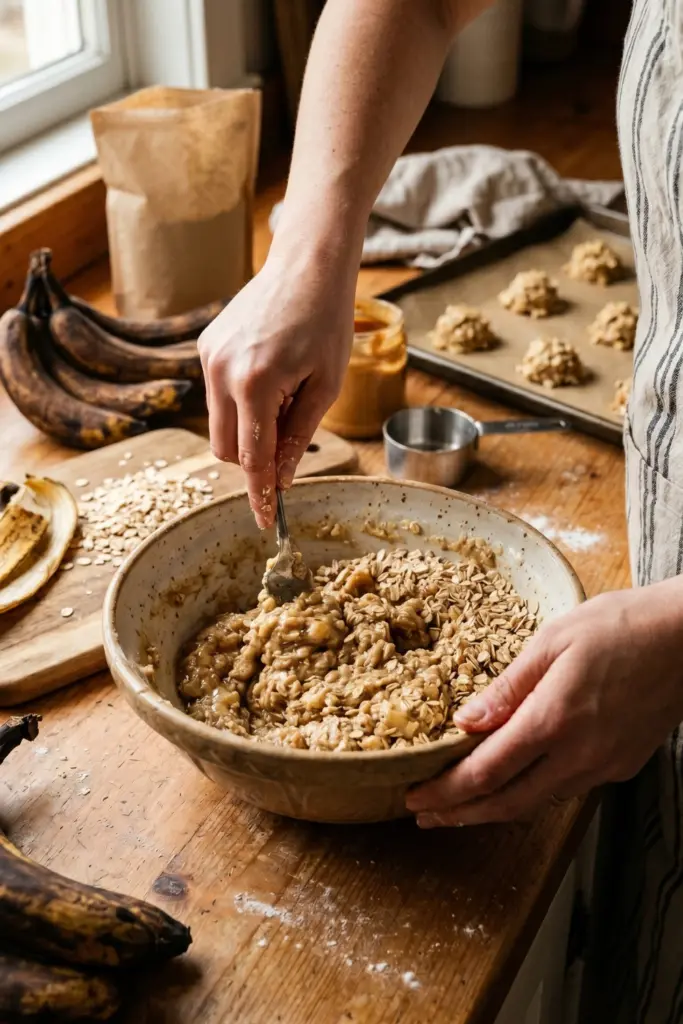 Assembling -Banana -Oat- Cookies
