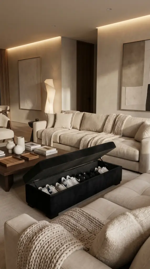 Black -Fabric -Storage -Ottomans