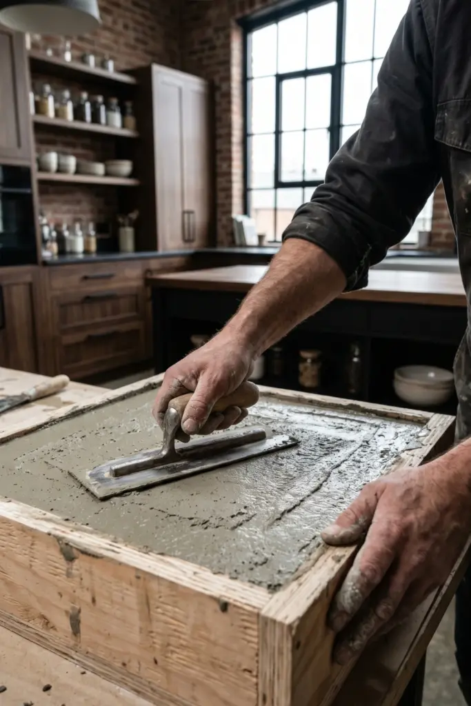 Pouring -Concrete -Countertops