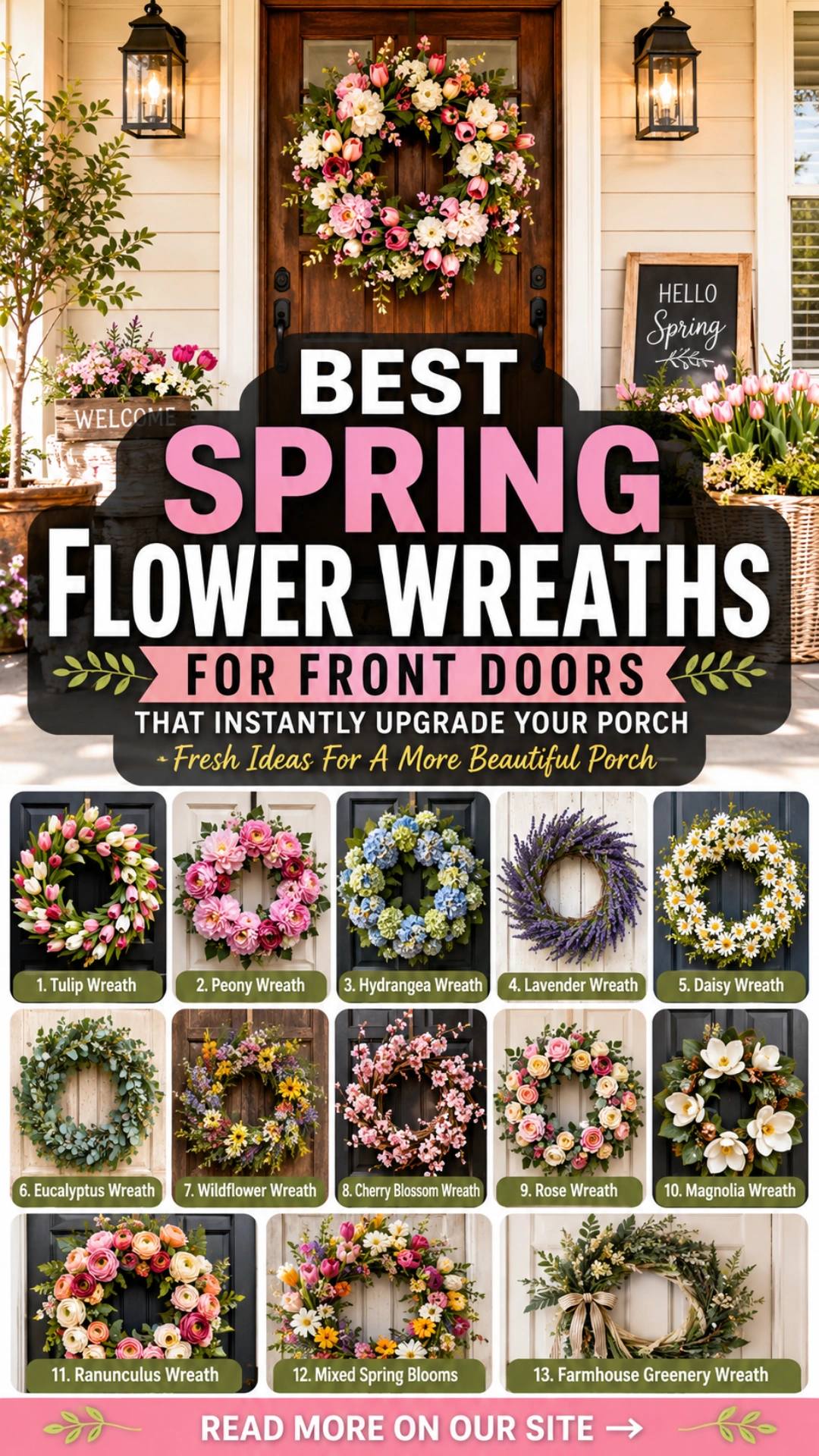 Best Spring Flower Wreaths for Front Doors to Upgrade Your Porch