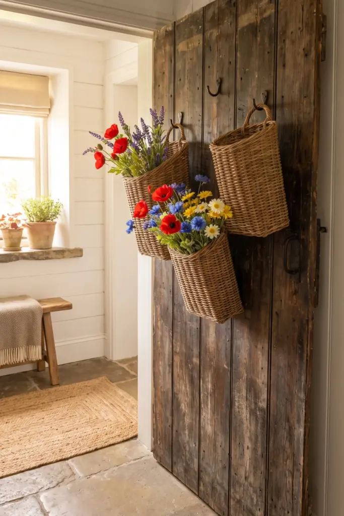 Colorful -Wildflowers- in -Woven- Baskets