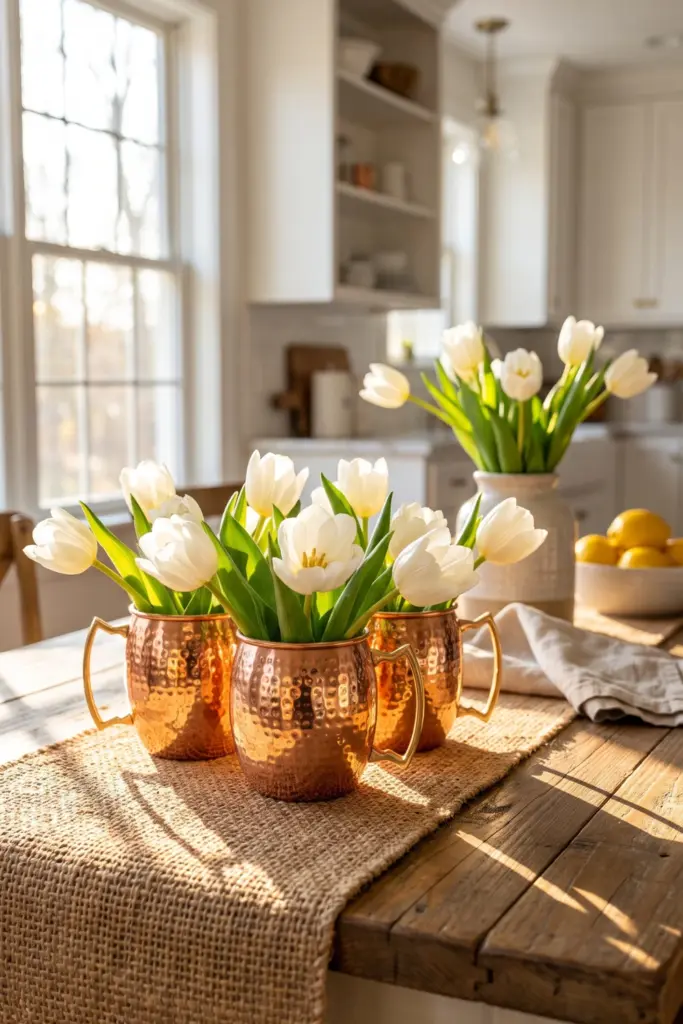 Crisp -Tulips- in -Shiny -Copper -Mugs
