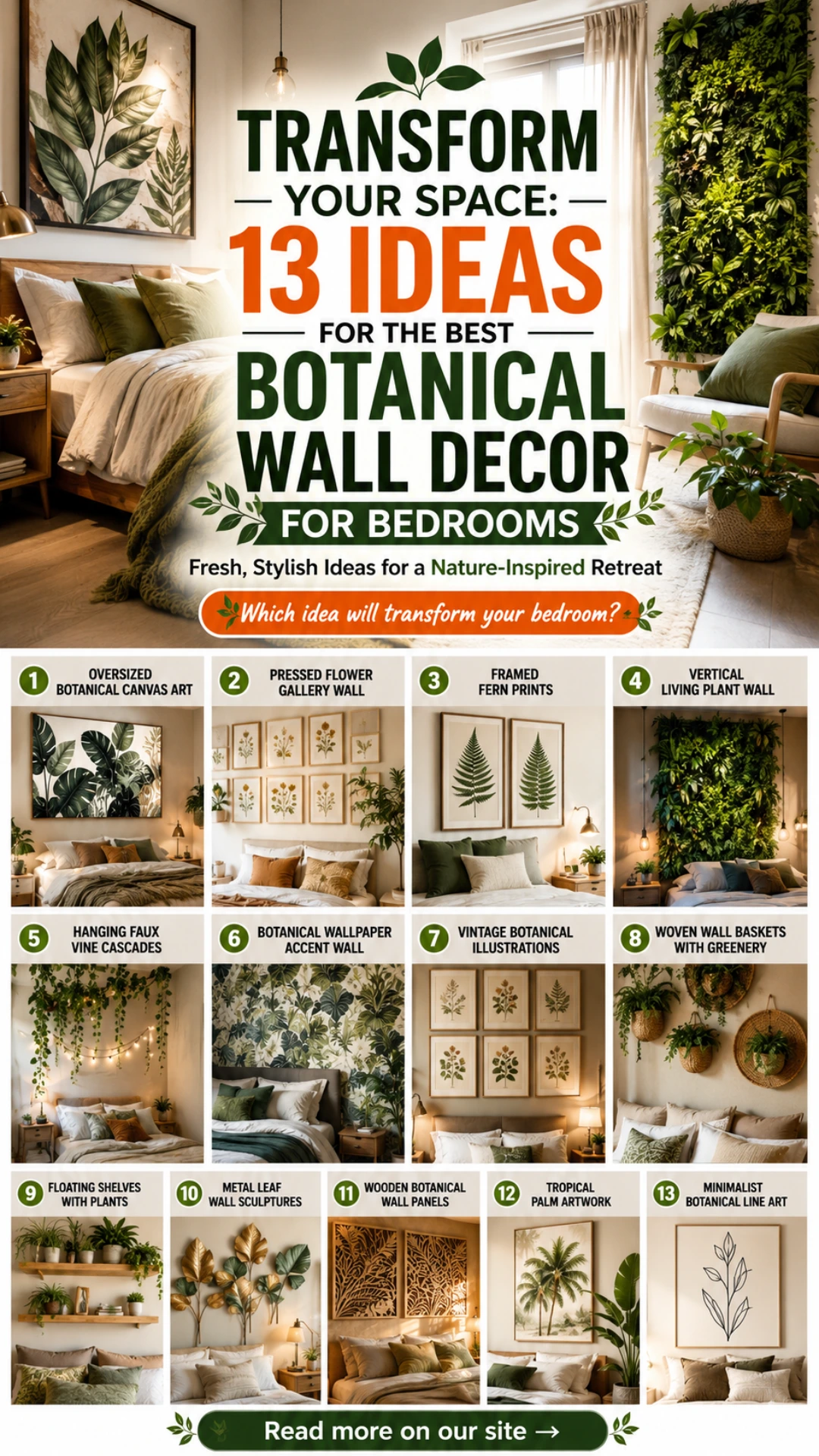 Transform Your Space: 13 Best Botanical Wall Decor Ideas for Bedrooms
