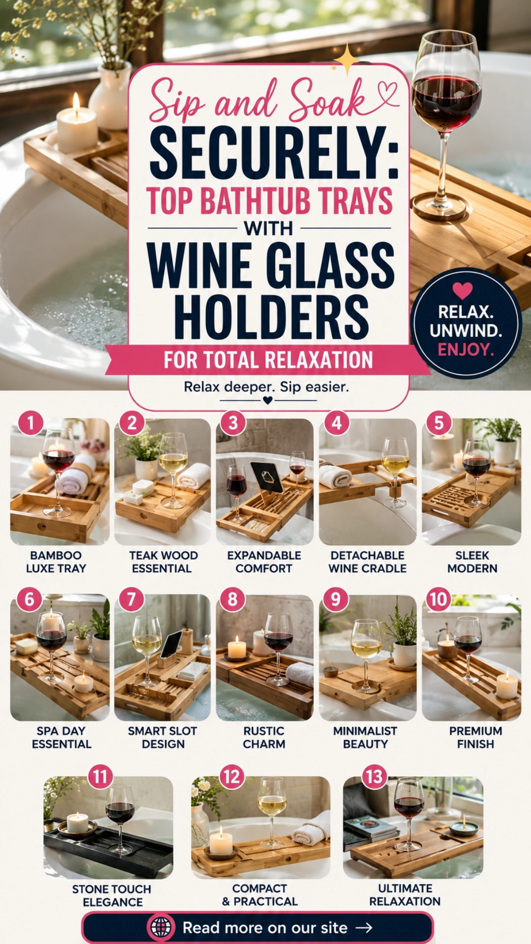 Sip and Soak Securely: Best Bathtub Trays with Wine Glass Holders