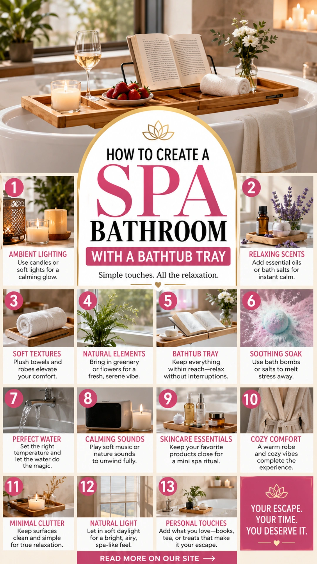 How to Create a Spa Bathroom with a Bathtub Tray at Home